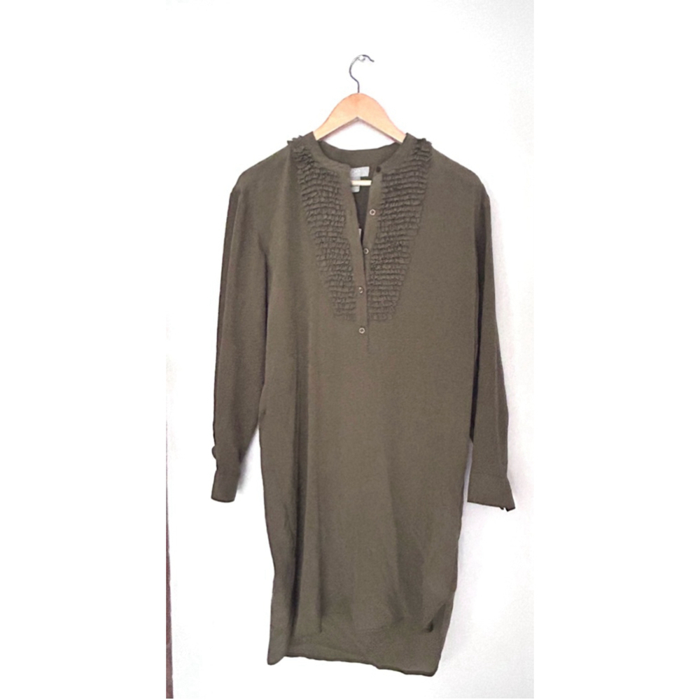 Joe Fresh 100% silk Dress Size XS Olive Green tunic